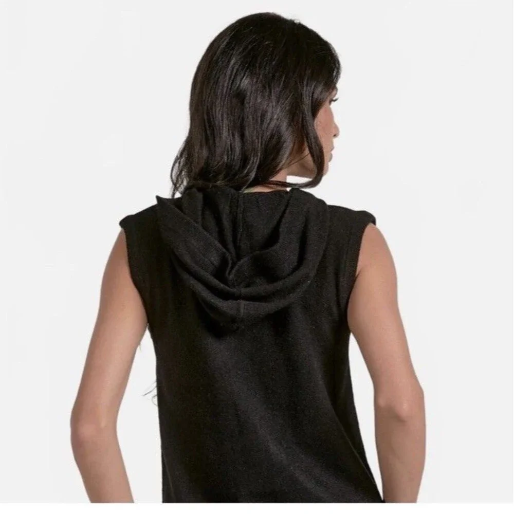 Elan Irene Sleeveless Zip Up Hoodie Black Size M